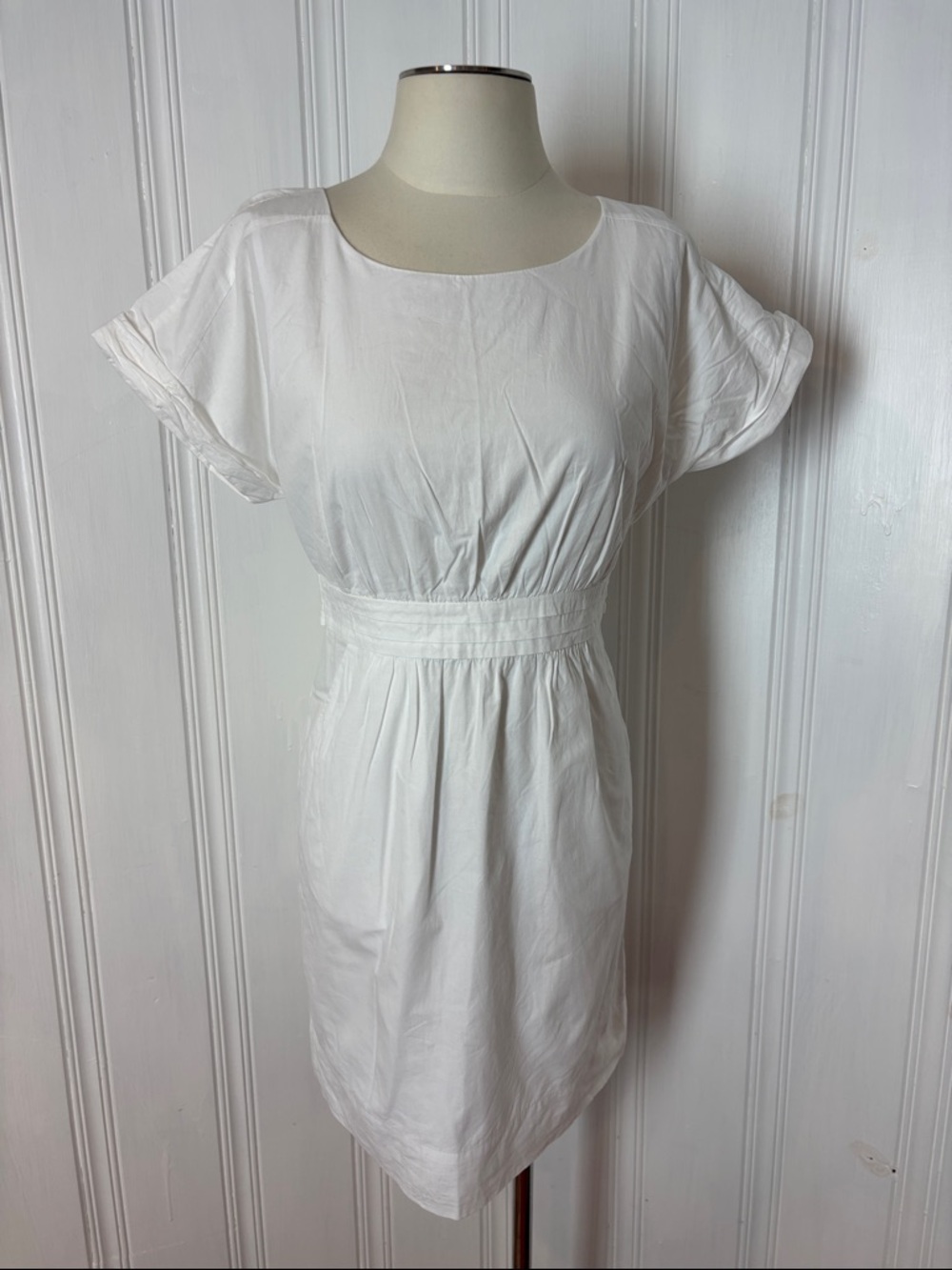 Anthropologie HD in Paris White Cotton Bow Back Dress - Size 4